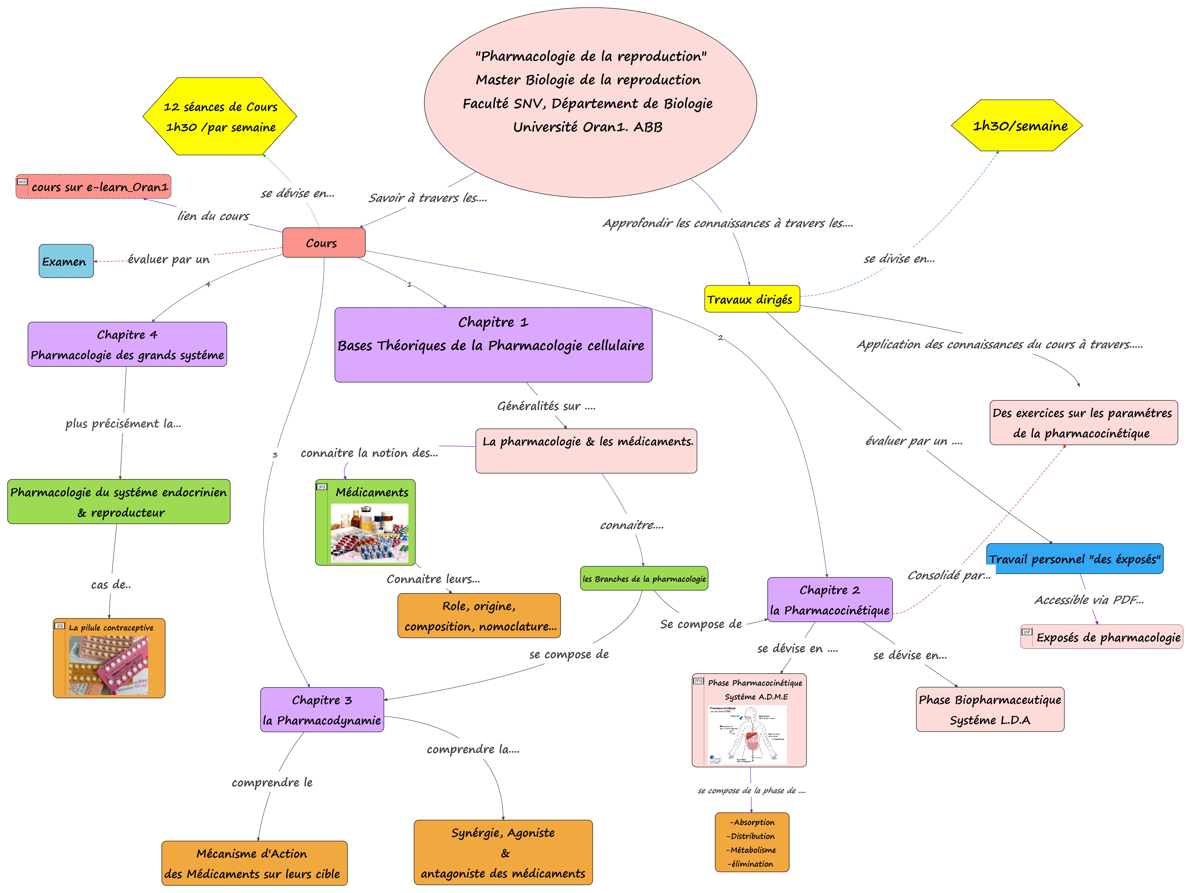 Carte conceptuelle du cours "Pharmacologie de la reproduction"